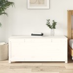 vidaXL Storage Chest / Organizer / Blanket Box / Cabinet, Solid Pine Wood, White, 110 x 50 x 45.5 cm